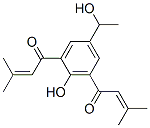 (-)-2,6-Bis(3-methyl-1-oxo-2-butenyl)-4-(1-hydroxyethyl)phenol Struktur