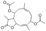 4,9-Diacetoxy-3a,4,5,8,9,11a-hexahydro-3,6,10-trimethylcyclodeca[b]furan-2(3H)-one Struktur