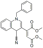 (Z)-2-[4-Cyano-1,4-dihydro-1-(phenylmethyl)quinolin-3-yl]-2-butenedioic acid dimethyl ester Struktur