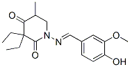 3,3-Diethyl-1-[(4-hydroxy-3-methoxybenzylidene)amino]-5-methyl-2,4-piperidinedione Struktur