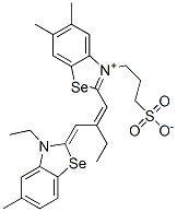 2-[2-[(3-ethyl-5-methyl-3H-benzoselenazol-2-ylidene)methyl]but-1-enyl]-5,6-dimethyl-3-(3-sulphonatopropyl)benzoselenazolium  Struktur