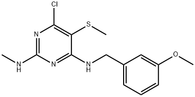 6-chloro-N~4~-(3-methoxybenzyl)-N~2~-methyl-5-(methylsulfanyl)-2,4-pyrimidinediamine Struktur