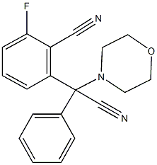 2-[cyano(morpholino)phenylmethyl]-6-fluorobenzenecarbonitrile Struktur