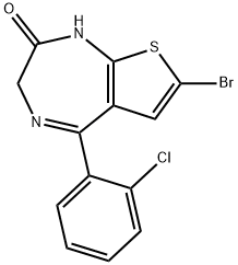 7-bromo-5-(2-chlorophenyl)-1,3-dihydro-2H-thieno(2,3-e)(1,4)diazepin-2-one Struktur