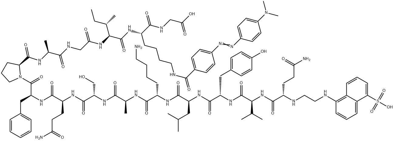 H-GLU(EDANS)-VAL-TYR-LEU-LYS-ALA-SER-GLN-PHE-PRO-ALA-GLY-ILE-LYS(DABCYL)-GLY-OH Struktur