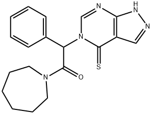 1-(azepan-1-yl)-2-phenyl-2-(4-thioxo-1H-pyrazolo[3,4-d]pyrimidin-5(4H)-yl)ethanone Struktur