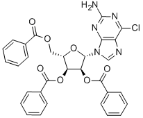 9-(2'', 3'', 5''-TRI-O-BENZOYL-β-L-RIBOFURANOSYL)-2-AMINO-6-CHLOROPURINE Struktur