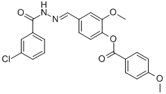 4-[2-(3-chlorobenzoyl)carbohydrazonoyl]-2-methoxyphenyl 4-methoxybenzoate Struktur