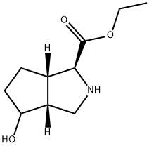 Cyclopenta[c]pyrrole-1-carboxylic acid, octahydro-4-hydroxy-, ethyl ester, (1S,3aR,6aS)- (9CI) Struktur