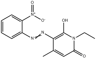 1-Ethyl-6-hydroxy-4-methyl-5-(2-nitrophenylazo)-2(1H)-pyridone Struktur