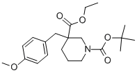 1-BOC-3-[(4-METHOXYPHENYL)METHYL]-3-PIPERIDINECARBOXYLIC ACID ETHYL ESTER Struktur