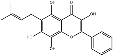 3,5,7,8-Tetrahydroxy-6-(3-methyl-2-butenyl)-2-phenyl-4H-1-benzopyran-4-one Struktur