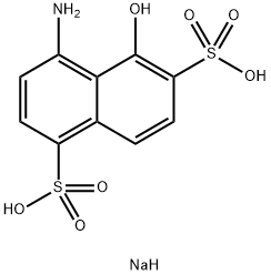 sodium hydrogen 4-amino-5-hydroxynaphthalene-1,6-disulphonate Struktur