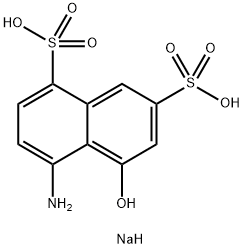 sodium hydrogen 4-amino-5-hydroxynaphthalene-1,7-disulphonate Struktur