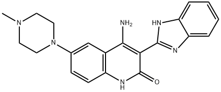 4-Amino-3-(1H-benzimidazol-2-yl)-6-(4-methyl-1-piperazinyl)-2(1H)-quinolinone Struktur