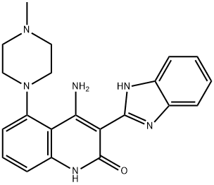 4-Amino-3-(1H-benzimidazol-2-yl)-5-(4-methylpiperazin-1-yl)quinolin-2(1H)-one Struktur