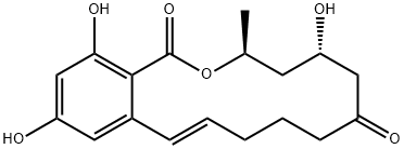 (3S,5S,11E)-3,4,5,6,9,10-Hexahydro-5,14,16-trihydroxy-3-methyl-1H-2-benzoxacyclotetradecin-1,7(8H)-dione Struktur