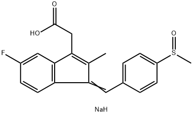 sodium 5-fluoro-2-methyl-1-[[4-(methylsulphinyl)phenyl]methylene]-1H-indene-3-acetate Struktur