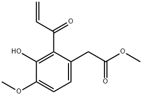 3-Hydroxy-4-methoxy-2-(1-oxo-2-propenyl)benzeneacetic acid methyl ester Struktur