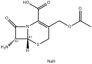 sodium (6R-trans)-3-(acetoxymethyl)-7-amino-8-oxo-5-thia-1-azabicyclo[4.2.0]oct-2-ene-2-carboxylate Struktur