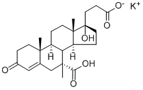 (17R)-17-Hydroxy-3-oxopregn-4-ene-7α,21-dicarboxylic acid 7-methyl 21-potassium salt Struktur