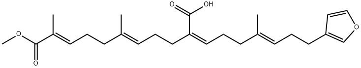 (2E,6E)-10-[(1Z,4E)-7-(3-Furyl)-4-methyl-4-heptenylidene]-2,6-dimethyl-2,6-undecadienedioic acid 1-methyl ester Struktur