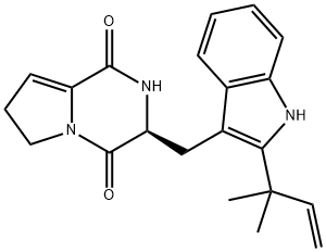 (3S)-3-[[2-(1,1-Dimethyl-2-propenyl)-1H-indol-3-yl]methyl]-6,7-dihydropyrrolo[1,2-a]pyrazine-1,4(2H,3H)-dione Struktur