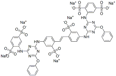 hexasodium 2,2'-[vinylenebis[(3-sulphonato-4,1-phenylene)imino(6-phenoxy-1,3,5-triazine-4,2-diyl)imino]]bis(benzene-1,4-disulphonate) Struktur