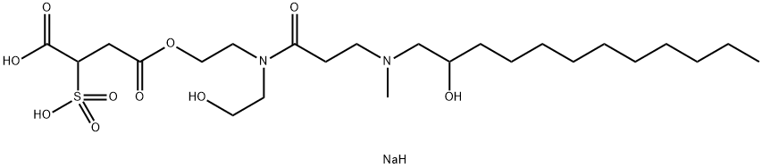 disodium 4-[2-[[3-[(2-hydroxydodecyl)methylamino]-1-oxopropyl](2-hydroxyethyl)amino]ethyl] 2-sulphonatosuccinate Struktur