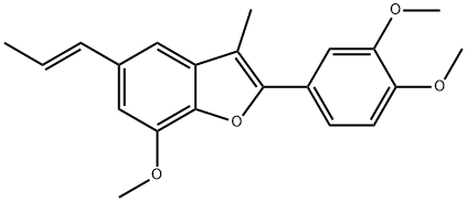 2-(3,4-Dimethoxyphenyl)-7-methoxy-3-methyl-5-[(E)-1-propenyl]benzofuran Struktur