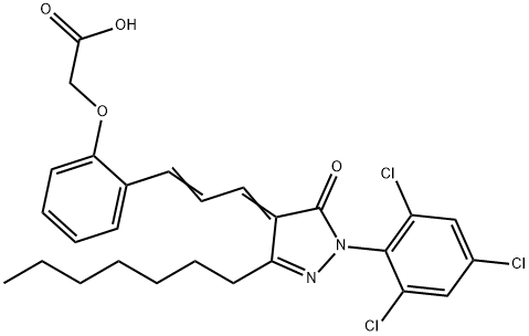 [2-[3-[3-heptyl-1,5-dihydro-5-oxo-1-(2,4,6-trichlorophenyl)-4H-pyrazol-4-ylidene]-1-propenyl]phenoxy]acetic acid Struktur