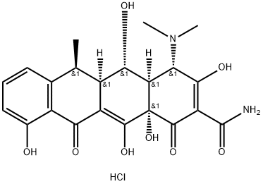 2-Naphthacenecarboxamide, 4-(dimethylamino)-1,4,4a,5,5a,6,11,12a-octahydro-3,5,10,12,12a-pentahydroxy-6-methyl-1,11-dioxo-, monohydrochloride, [4S-(4alpha,4aalpha,5alpha,5aalpha,6beta,12aalpha)]- Struktur