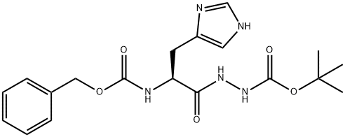 2-[(S)-3-(1H-Imidazol-4-yl)-1-oxo-2-[[(benzyloxy)carbonyl]amino]propyl]hydrazine-1-carboxylic acid tert-butyl ester Struktur