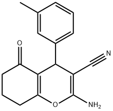 2-amino-4-(3-methylphenyl)-5-oxo-5,6,7,8-tetrahydro-4H-chromene-3-carbonitrile Struktur