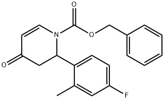 Benzyl 3,4-dihydro-2-(4-fluoro-2-methylphenyl)-4-oxopyridine-1(2H)-carboxylate, 1-[(Benzyloxy)carbonyl]-2-(4-fluoro-2-methylphenyl)-4-oxo-1,2,3,4-tetrahydropyridine Struktur