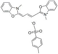 3-methyl-2-[3-(3-methyl-3H-benzoxazol-2-ylidene)prop-1-enyl]benzoxazolium p-toluenesulphonate Struktur