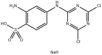 sodium 2-amino-4-[(4,6-dichloro-1,3,5-triazin-2-yl)amino]benzenesulphonate Struktur