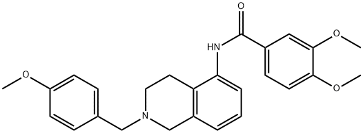 3,4-Dimethoxy-N-[1,2,3,4-tetrahydro-2-(p-methoxybenzyl)isoquinolin-5-yl]benzamide Struktur