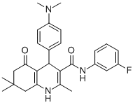 4-[4-(dimethylamino)phenyl]-N-(3-fluorophenyl)-2,7,7-trimethyl-5-oxo-1,4,5,6,7,8-hexahydro-3-quinolinecarboxamide Struktur