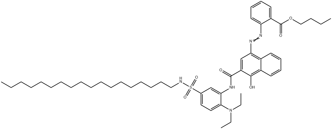 butyl 2-[[3-[[[2-(diethylamino)-5-[(octadecylamino)sulphonyl]phenyl]amino]carbonyl]-4-hydroxy-1-naphthyl]azo]benzoate Struktur