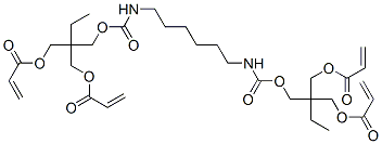 2-[[[[[6-[[[2,2-bis[[(1-oxoallyl)oxy]methyl]butoxy]carbonyl]amino]hexyl]amino]carbonyl]oxy]methyl]-2-ethyl-1,3-propanediyl diacrylate Struktur