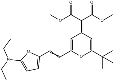 Propanedioic  acid,  [2-[2-[5-(diethylamino)-2-furanyl]ethenyl]-6-(1,1-dimethylethyl)-4H-pyran-4-ylidene]-,  dimethyl  ester  (9CI) Struktur