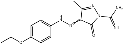 4-[2-(4-Ethoxyphenyl)hydrazono]-4,5-dihydro-3-methyl-5-oxo-1H-pyrazole-1-carboxamidine Struktur