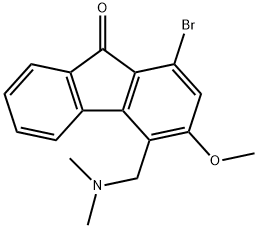 1-Bromo-4-(dimethylamino)methyl-3-methoxy-9H-fluoren-9-one Struktur