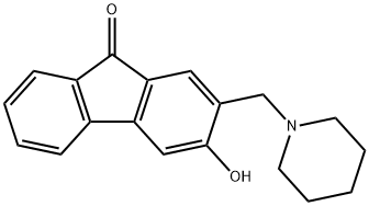 3-Hydroxy-2-piperidinomethyl-9H-fluoren-9-one Struktur