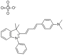 2-((1E,3E)-4-[4-(DIMETHYLAMINO)PHENYL]-1,3-BUTADIENYL)-3,3-DIMETHYL-1-PHENYL-3H-INDOLIUM PERCHLORATE Struktur