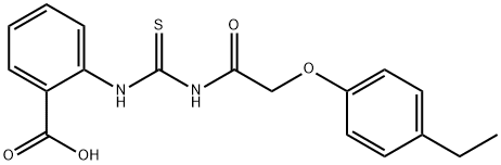 2-[[[[(4-ETHYLPHENOXY)ACETYL]AMINO]THIOXOMETHYL]AMINO]-BENZOIC ACID Struktur