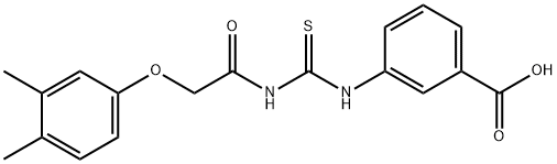 3-[[[[(3,4-DIMETHYLPHENOXY)ACETYL]AMINO]THIOXOMETHYL]AMINO]-BENZOIC ACID Struktur