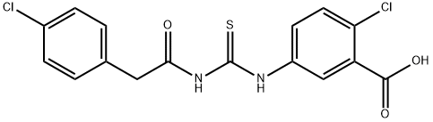 2-CHLORO-5-[[[[(4-CHLOROPHENYL)ACETYL]AMINO]THIOXOMETHYL]AMINO]-BENZOIC ACID Struktur