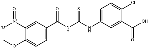 2-CHLORO-5-[[[(4-METHOXY-3-NITROBENZOYL)AMINO]THIOXOMETHYL]AMINO]-BENZOIC ACID Struktur